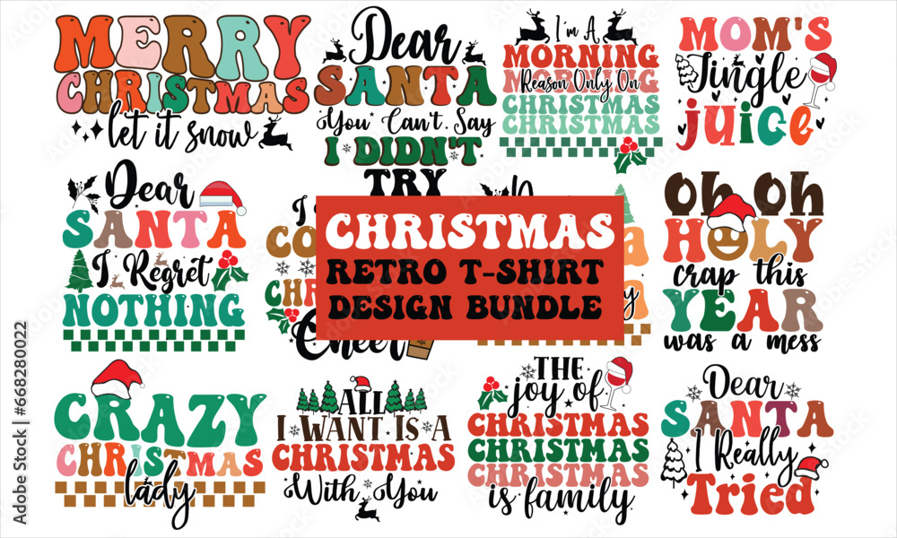
Christmas Retro T-Shirt Design Bundle
