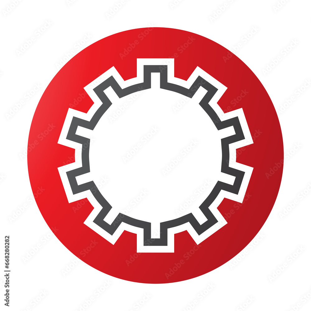 Red and Black Letter O Icon with Castle Wall Pattern
