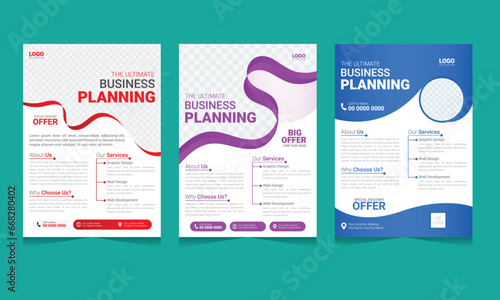 Corporate creative colorful business flyer bundle design set for Brochure, AnnualReport, Magazine, Poster, Corporate Presentation, Portfolio, Flyer, infographic, A4 size one side half page layout photo