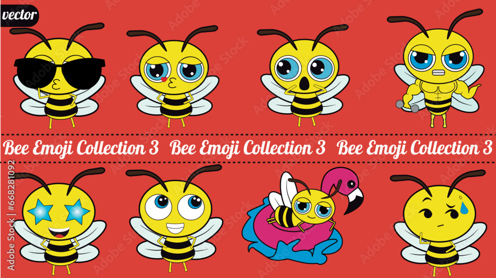 This charming bee emoji pack features an adorable little bee in a variety of angles and expressions. There are three collections of bee emoticons I made with great care. This charming bee emoji pack features an adorable little bee in a variety of angles and expressions. There are three collections of bee emoticons I made with great care.