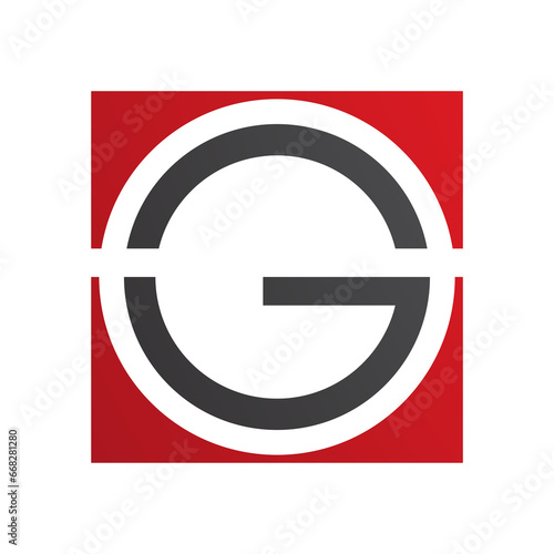 Red and Black Round and Square Letter G Icon