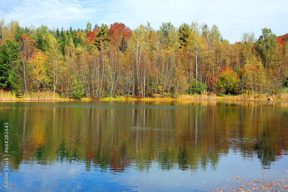 North america fall landscape eastern township Bromont-Shefford Quebec province Canada North america fall landscape eastern township Bromont-Shefford Quebec province Canada