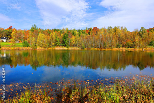 North america fall landscape eastern township Bromont-Shefford Quebec province Canada