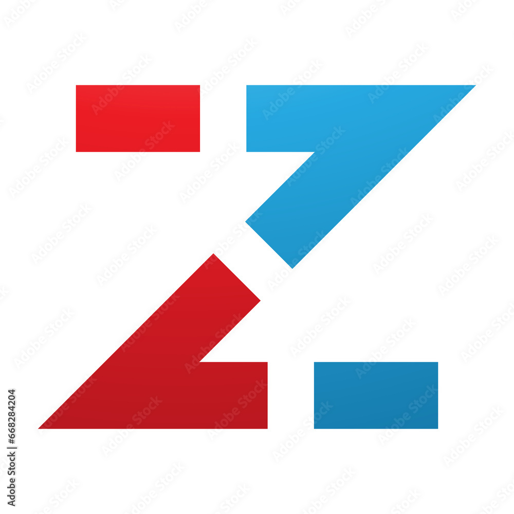 Red and Blue Dotted Line Shaped Letter Z Icon Red and Blue Dotted Line Shaped Letter Z Icon