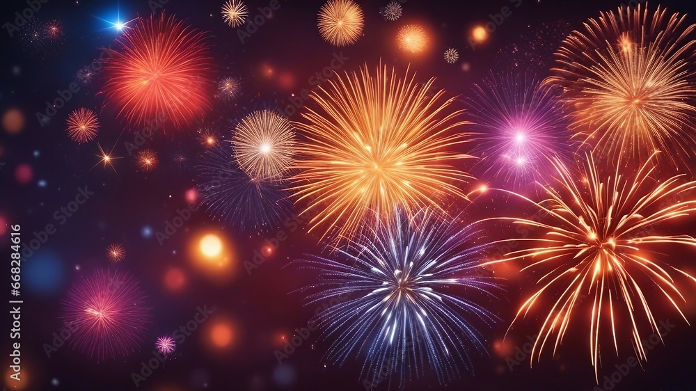 fireworks in the night sky vector abstract bursting fireworks