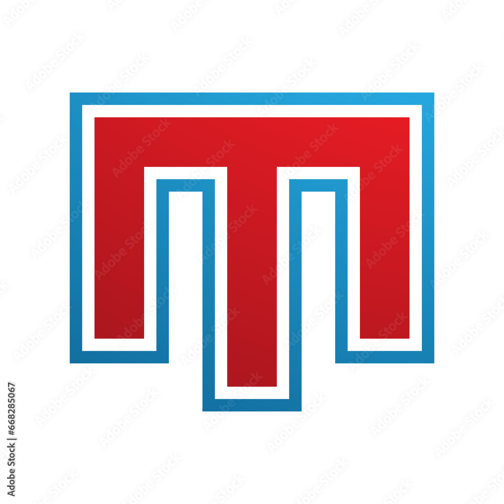 Red and Blue Letter M Icon with an Outer Stripe Red and Blue Letter M Icon with an Outer Stripe