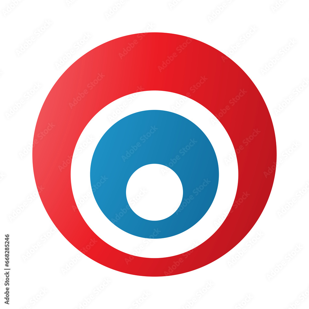 Red and Blue Letter O Icon with Nested Circles Red and Blue Letter O Icon with Nested Circles