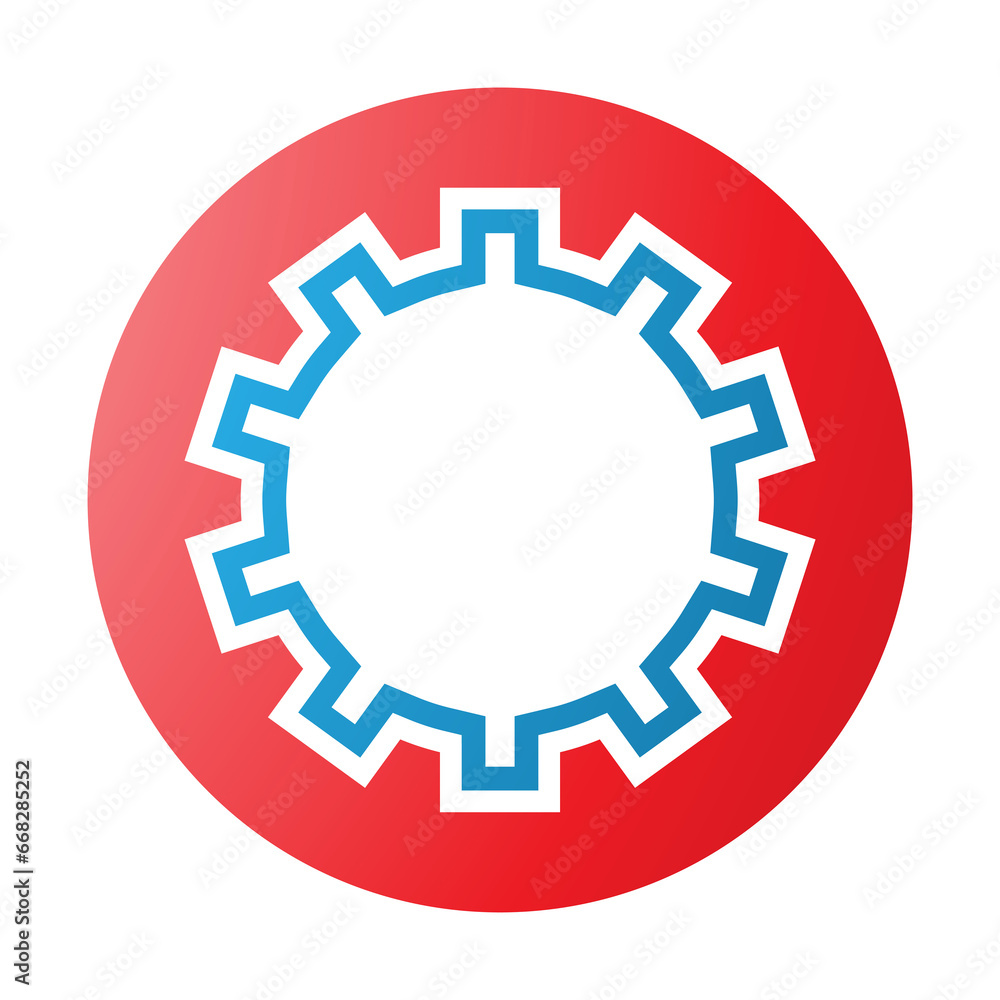 Red and Blue Letter O Icon with Castle Wall Pattern