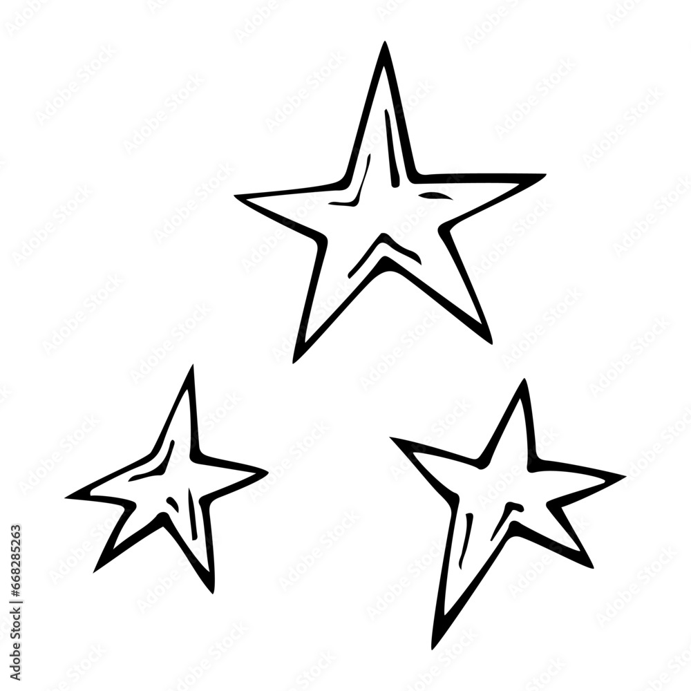 Heavenly stars sketch. Cosmic luminaries. Hand drawn illustration. Heavenly stars sketch. Cosmic luminaries. Hand drawn illustration.