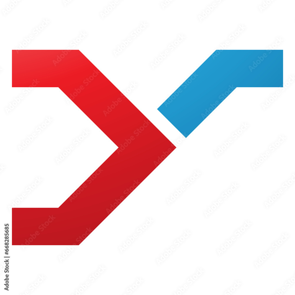 Red and Blue Rail Switch Shaped Letter Y Icon Red and Blue Rail Switch Shaped Letter Y Icon