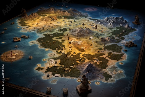 Top Down RTS Fantasy Game Board Setting Generative Rendering Illustration