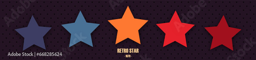 Retro 5 star icon. Customer feedback concept. Vector 5 token points stars rating review. Quality shape design. Vector five stars.