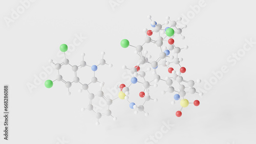 tenapanor molecule 3d, molecular structure, ball and stick model, structural chemical formula inhibitor of the sodium-proton exchanger nhe3
