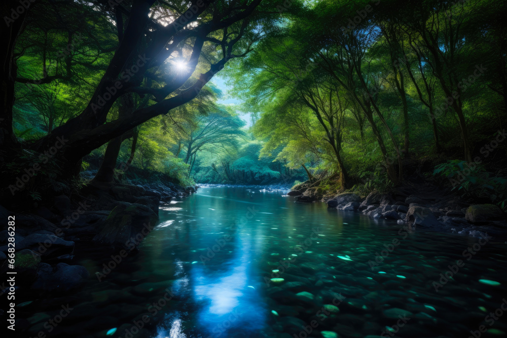 Divine Glow: Celestial River Beneath Cosmic Canopy