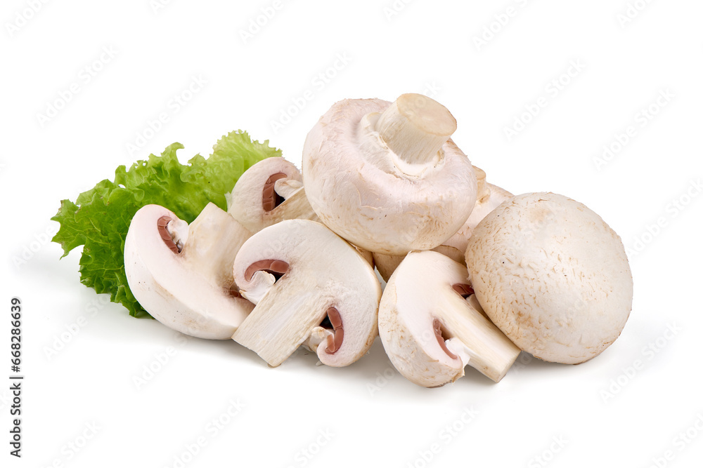 Champignon mushrooms, isolated on white background. Champignon mushrooms, isolated on white background.
