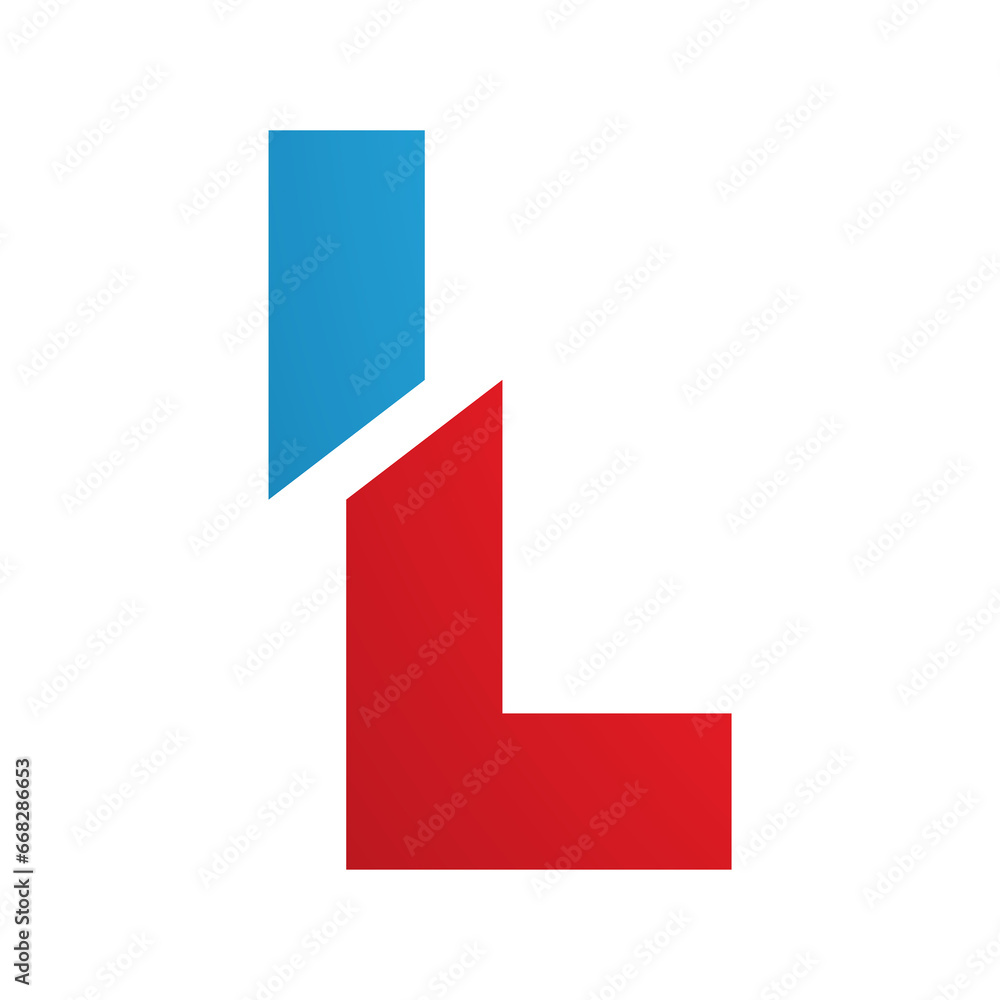 Red and Blue Split Shaped Letter L Icon Red and Blue Split Shaped Letter L Icon