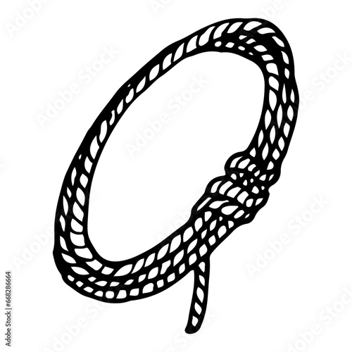 Skein strong rope sketch. Durable cable. Hand drawn illustration.