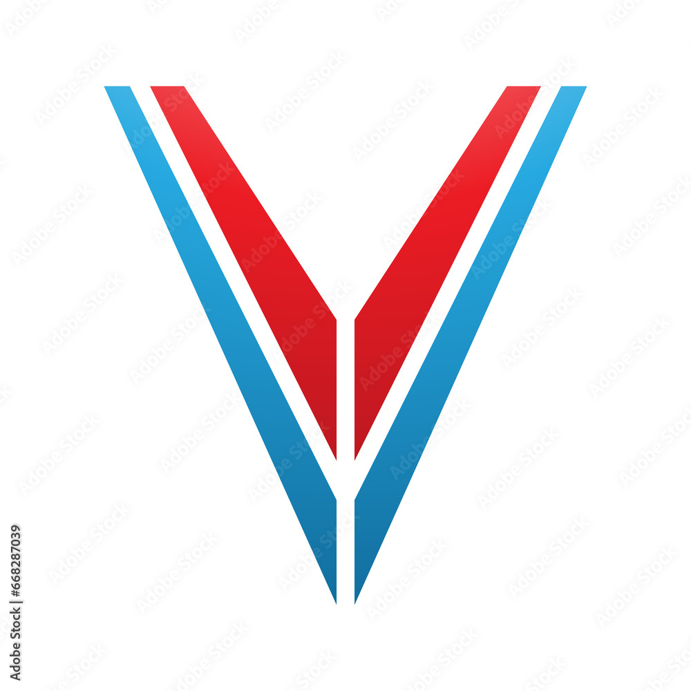 Red and Blue Striped Shaped Letter V Icon Red and Blue Striped Shaped Letter V Icon