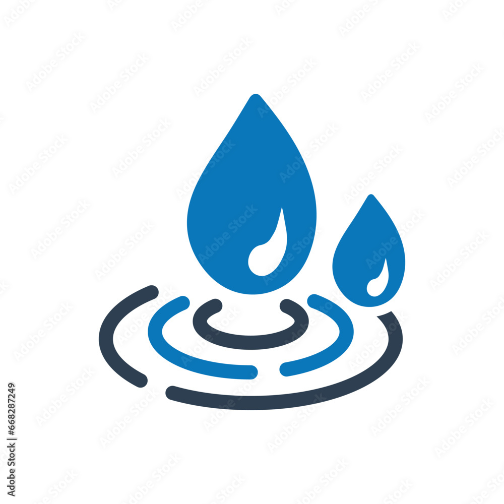 Drops of water with ripple icon Drops of water with ripple icon