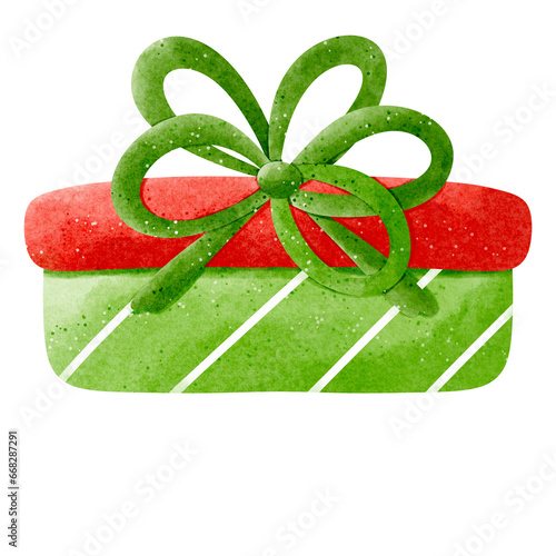 Watercolor gift with bow ribbon illustration