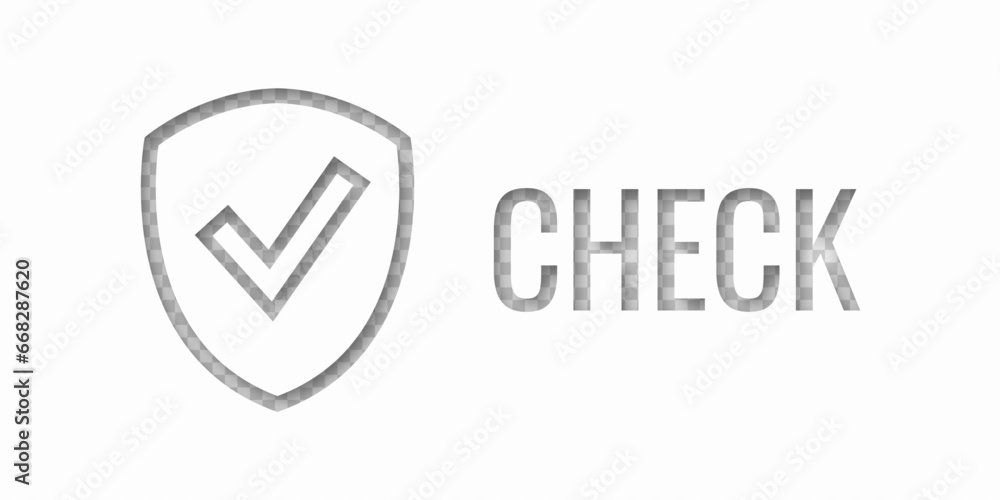 Shield with word CHECK. Safe information. Place for your text. Concept security protection. Vector illustration. Shield with word CHECK. Safe information. Place for your text. Concept security protection. Vector illustration.