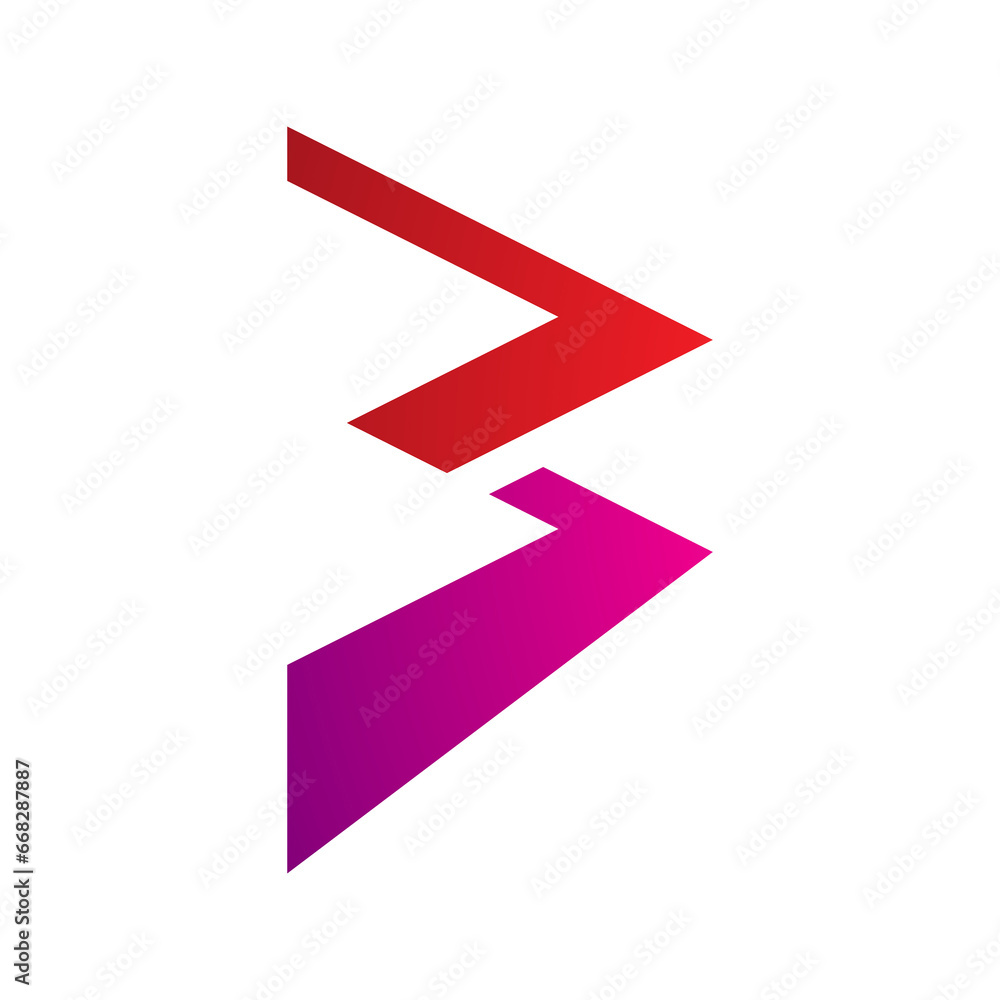 Red and Magenta Zigzag Shaped Letter B Icon Red and Magenta Zigzag Shaped Letter B Icon