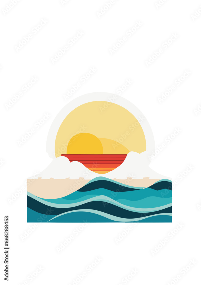 illustration of an ocean sunset  background 