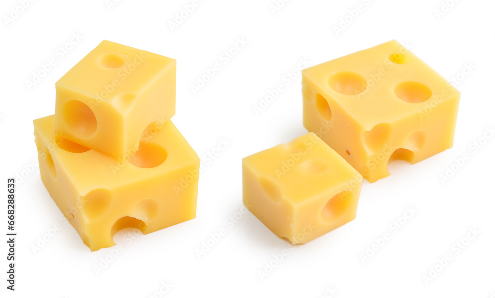 Cheese with holes large and small isolated Cheese with holes large and small isolated
