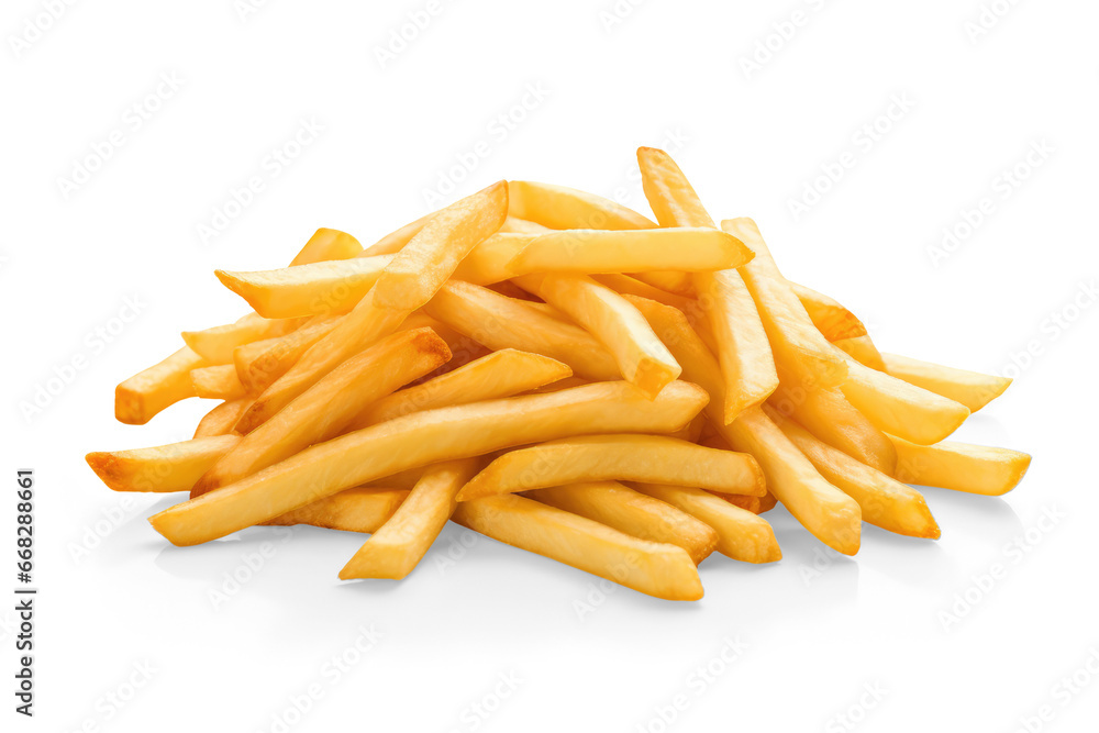 Closeup of french fries isolated on transparent background Closeup of french fries isolated on transparent background