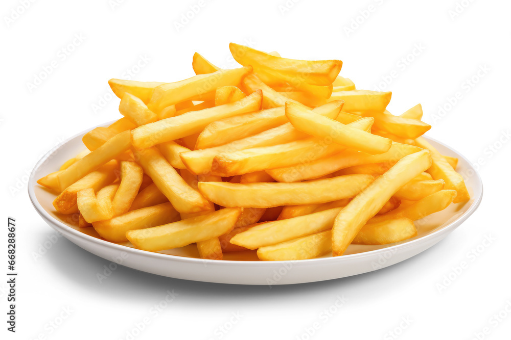 Closeup of french fries a dish isolated on transparent background Closeup of french fries a dish isolated on transparent background