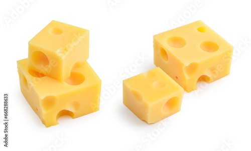 Cheese with holes large and small isolated