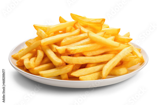 Closeup of french fries a dish isolated on transparent background