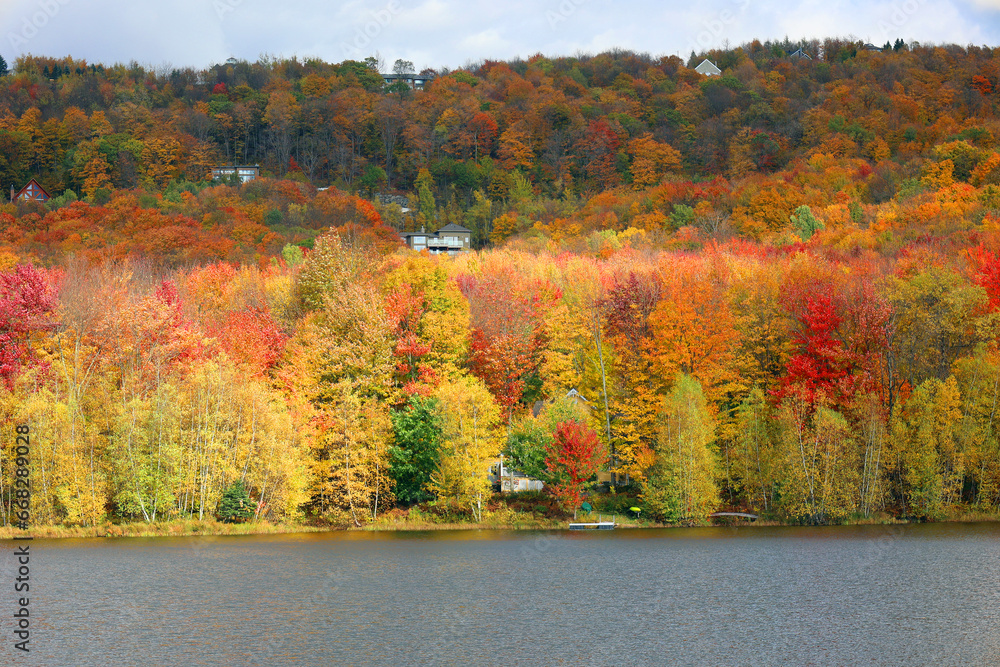 North america fall landscape eastern township Bromont-Shefford Quebec province Canada North america fall landscape eastern township Bromont-Shefford Quebec province Canada