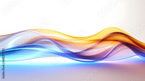 Glowing, colorful waves on a white background. Abstract wavy background.