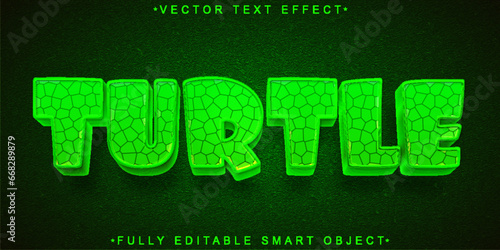 Cartoon Green Turtle Vector Fully Editable Smart Object Text Effect