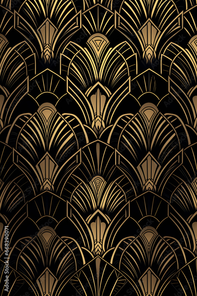 Fototapeta Art Deco, Seamless pattern, generative ai
