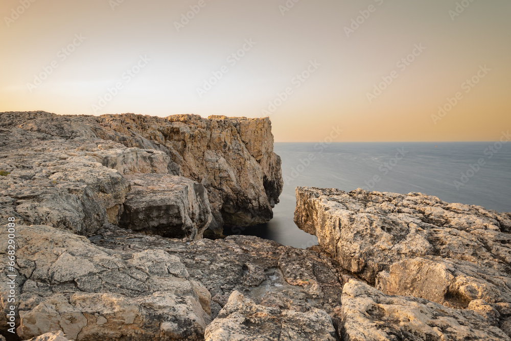 sunset on the coast of island