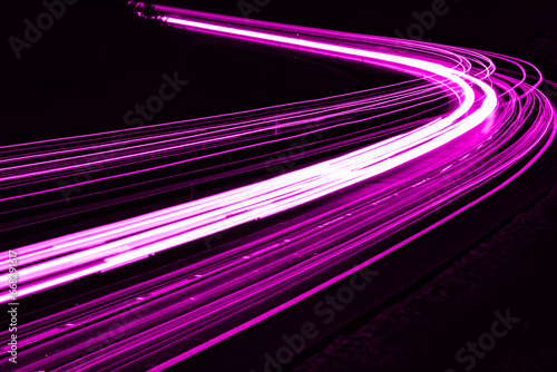 violet car lights at night. long exposure