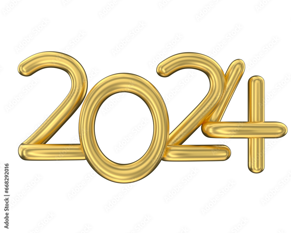 year 2024 golden symbol 3d render year 2024 golden symbol 3d render