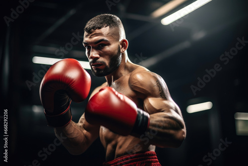 Boxer's Shadowy Gym Practice Session © AIproduction