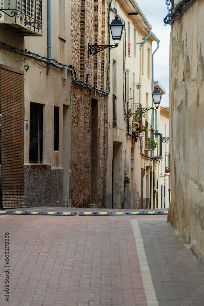 Empty street in the old town, in Almudaina, Alicante (Spain)