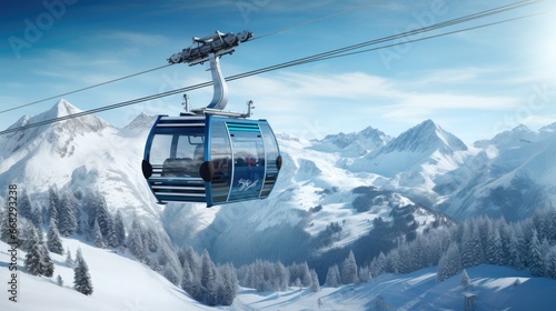 joy of winter holidays with images of skiers on a ski lift against a scenic alpine backdrop. Perfect for travel and leisure designs.