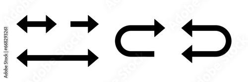 One Way Only or This Way Only Forward and U Turn Black Sign Round Floor Marking Adhesive Sticker Icon Set with Direction Arrow. Vector Image.