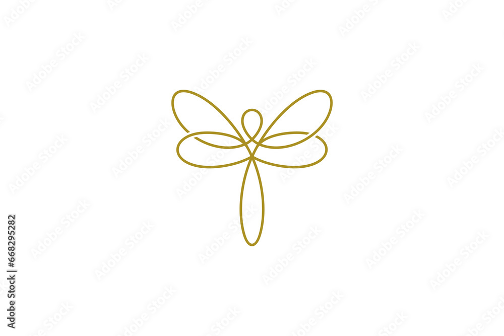 Dragonfly logo with luxury line art design style Dragonfly logo with luxury line art design style