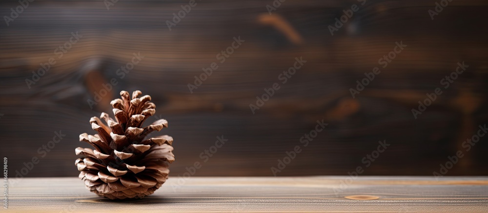 Pine cone on wooden surface with room Pine cone on wooden surface with room