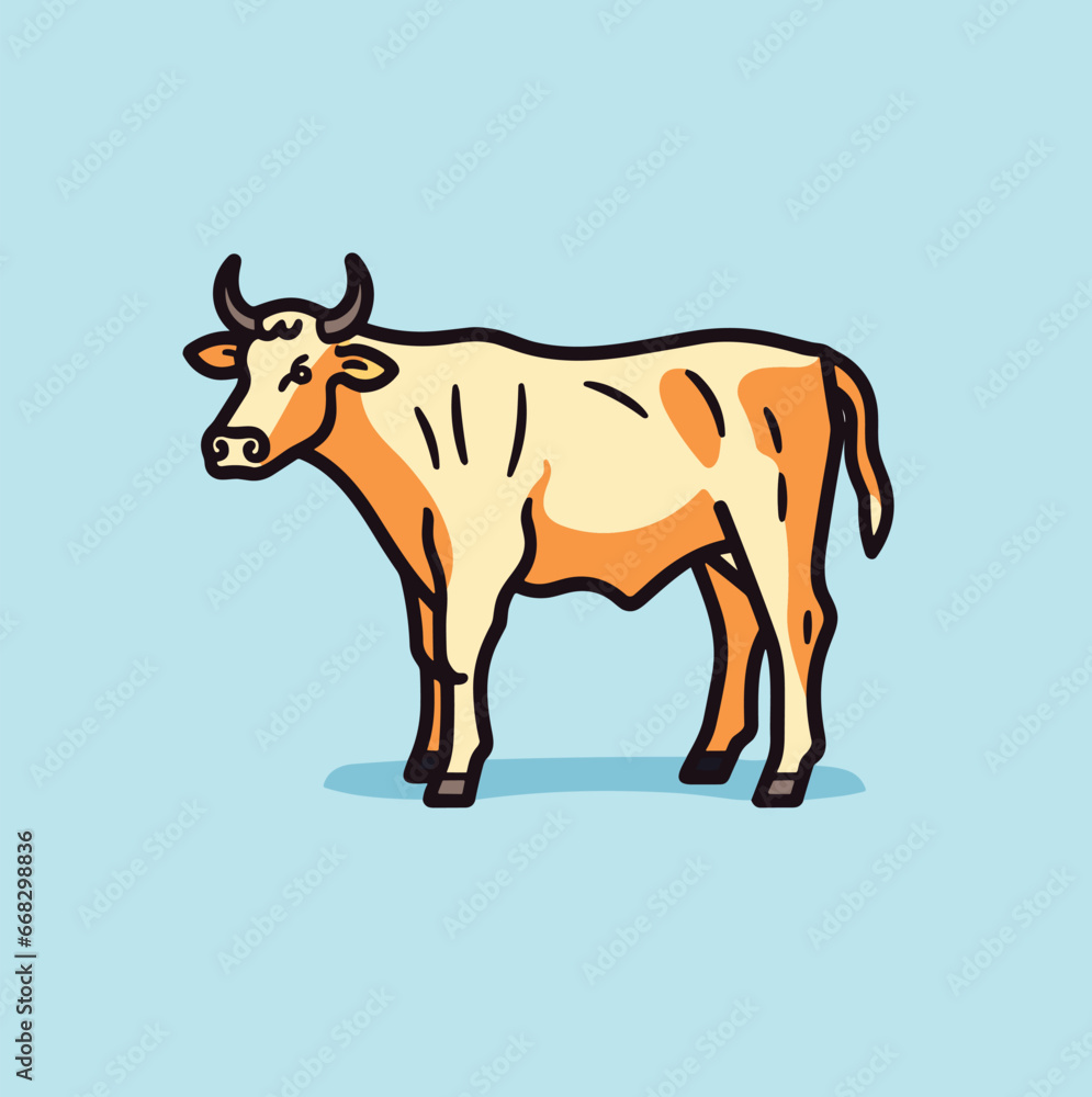 Bull Cow emblem simple logo icon label template. Vector