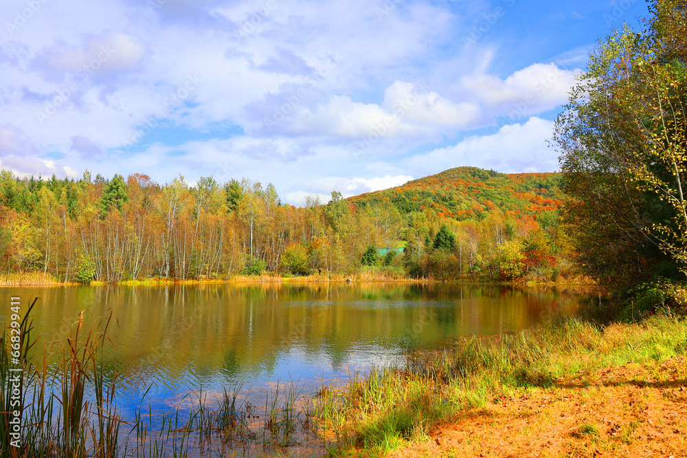 North america fall landscape eastern township Bromont-Shefford Quebec province Canada