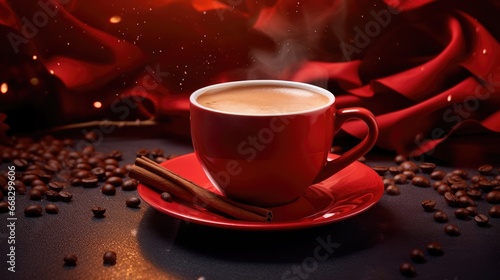 Energizing Elixir  images of a red cup with a splash of coffee  capturing the irresistible aroma and warmth of your favorite morning brew