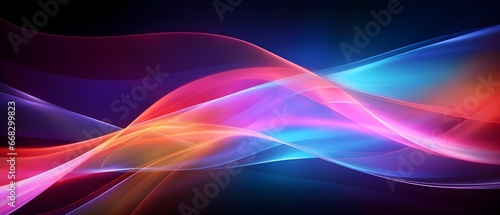 Wallpaper Mural Glowing, colorful waves with a dark background. Abstract wavy background. Torontodigital.ca