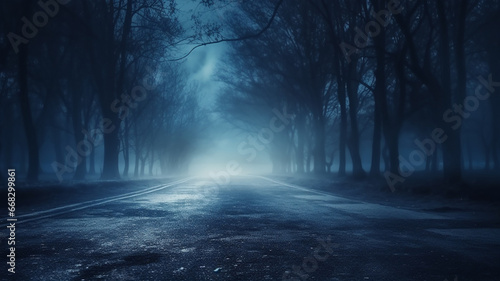 foggy dark road in the forest, abstract background © Daniel